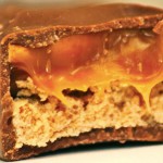 Internal photo of a Snickers candy bar